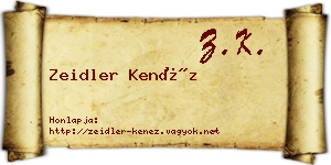Zeidler Kenéz névjegykártya